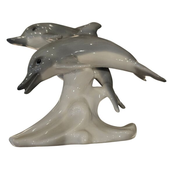 Otagiri Porcelain Gray Dolphins White Wave Figurine Figure Made in Japan Vintage - Picture 9 of 10